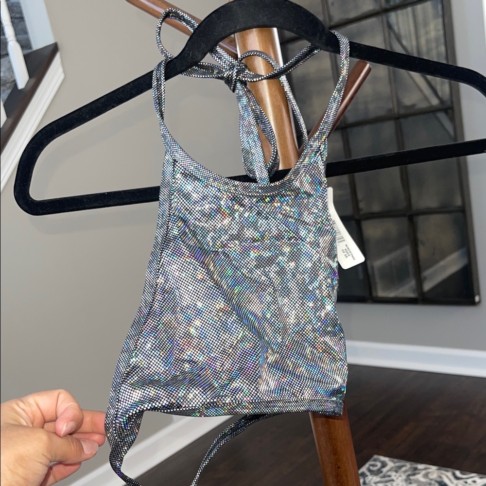 Holographic Halter Top